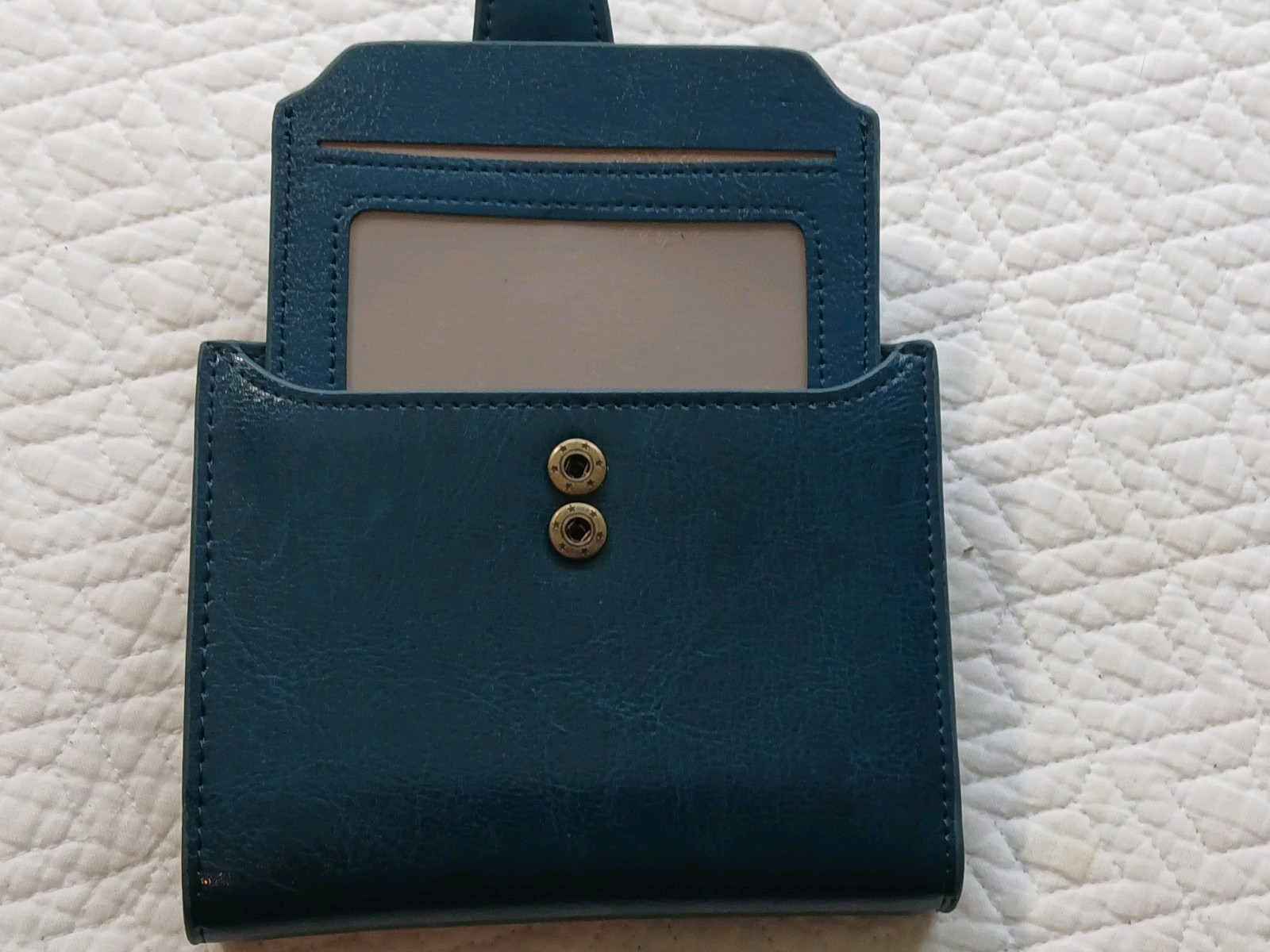 GOIACII Small Women Wallet Genuine Leather RFID Blocking A01 Wax Peacock Blue