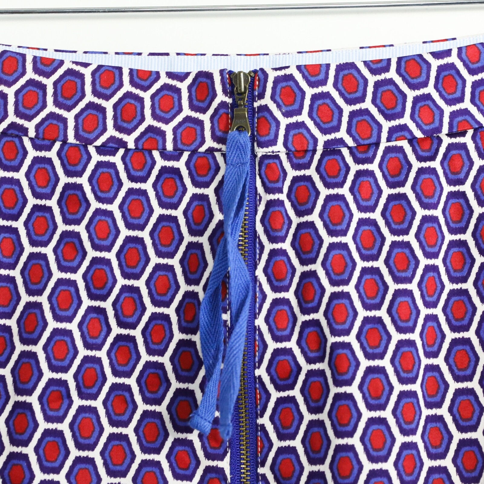 NWOT Hatley geometric print straight skirt size 8 Medium cotton red blue purple