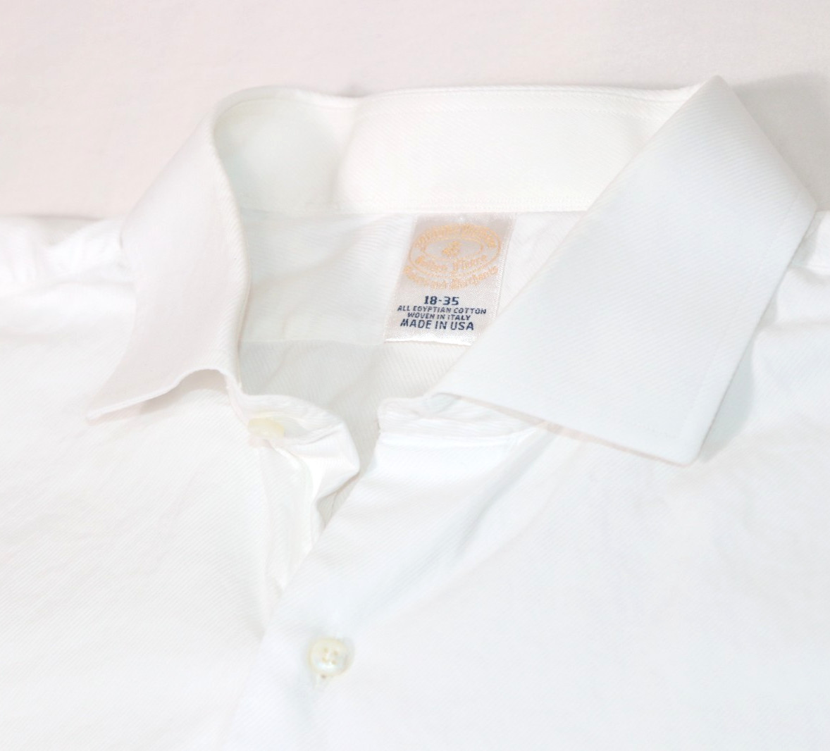 VTG Brooks Brothers Golden Fleece Makers Dress Shirt 18 35 White Made in USA