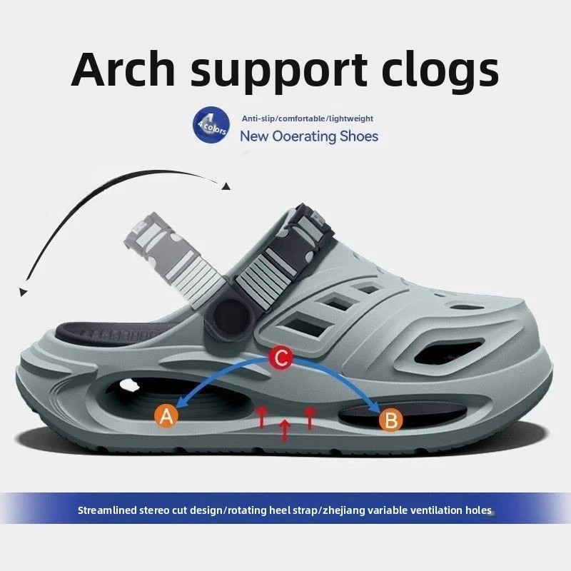Arch Support Clogs Non-Slip Soft Sole Breathable Summer Garden Shoes for Men Wom