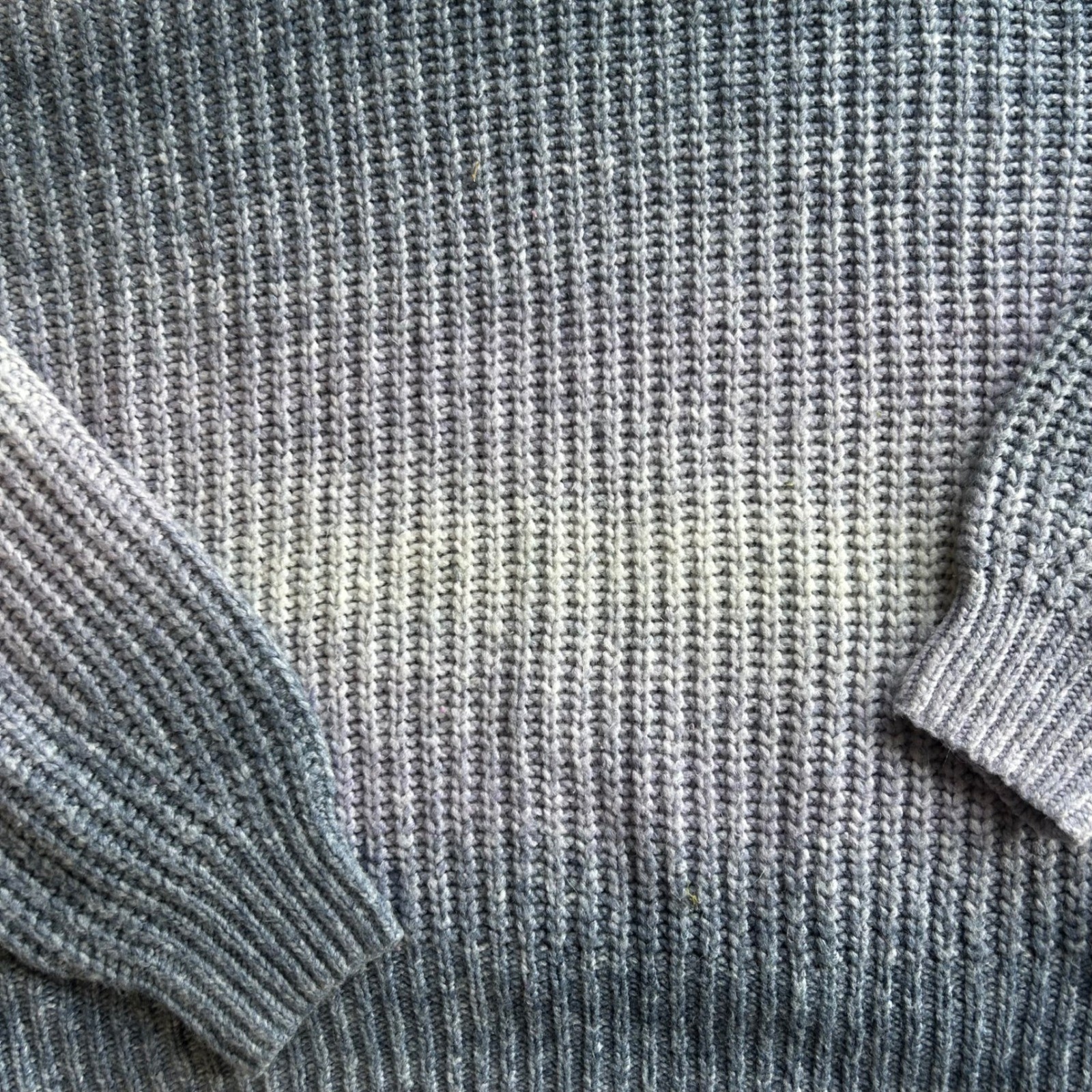A New Day Ombre Chunky Ribbed Knit Crewneck Sweater Grey Lavender XL