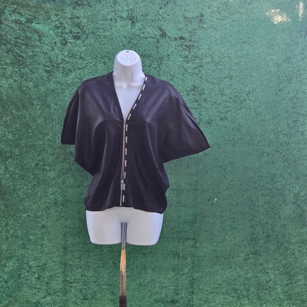 DKNY Black Zip-Up Tunic Top 388