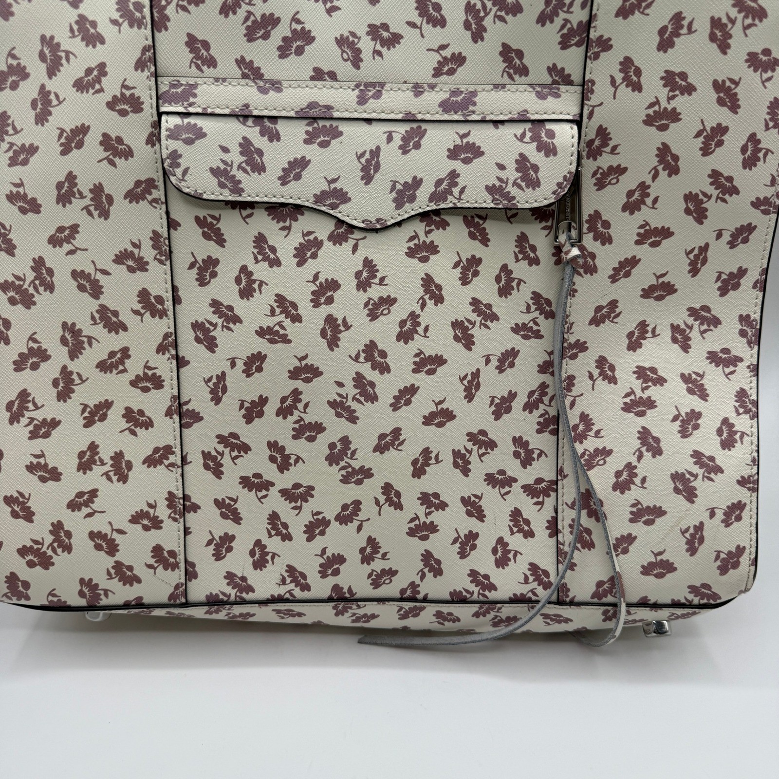 Rebecca Minkoff Tote Bag Women Large Cream Floral Saffiano Leather M.A.B. Work