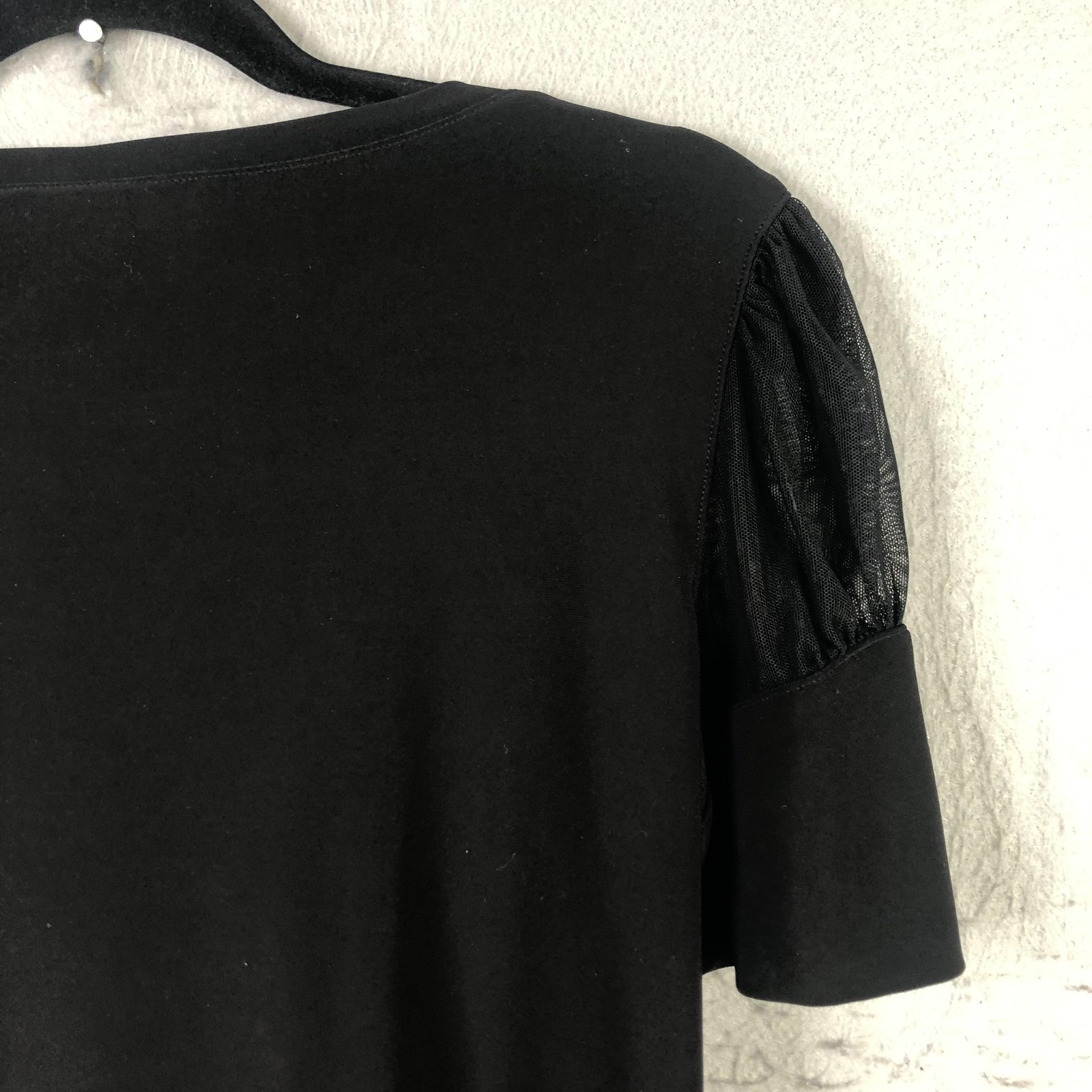 Bali Shirt Womens Medium Black Square Neck Mesh Puff Sleeve Whimsigoth Feminine