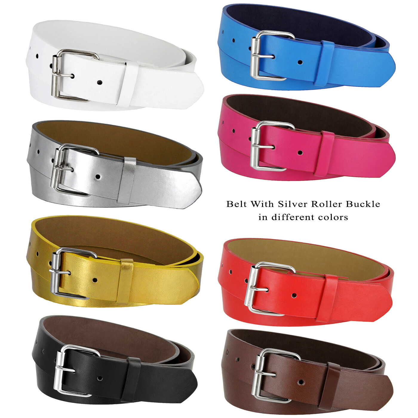 B570 Leather Belt Classic Casual Jean Belt with Roller Buckle 1 1/2″ Wide