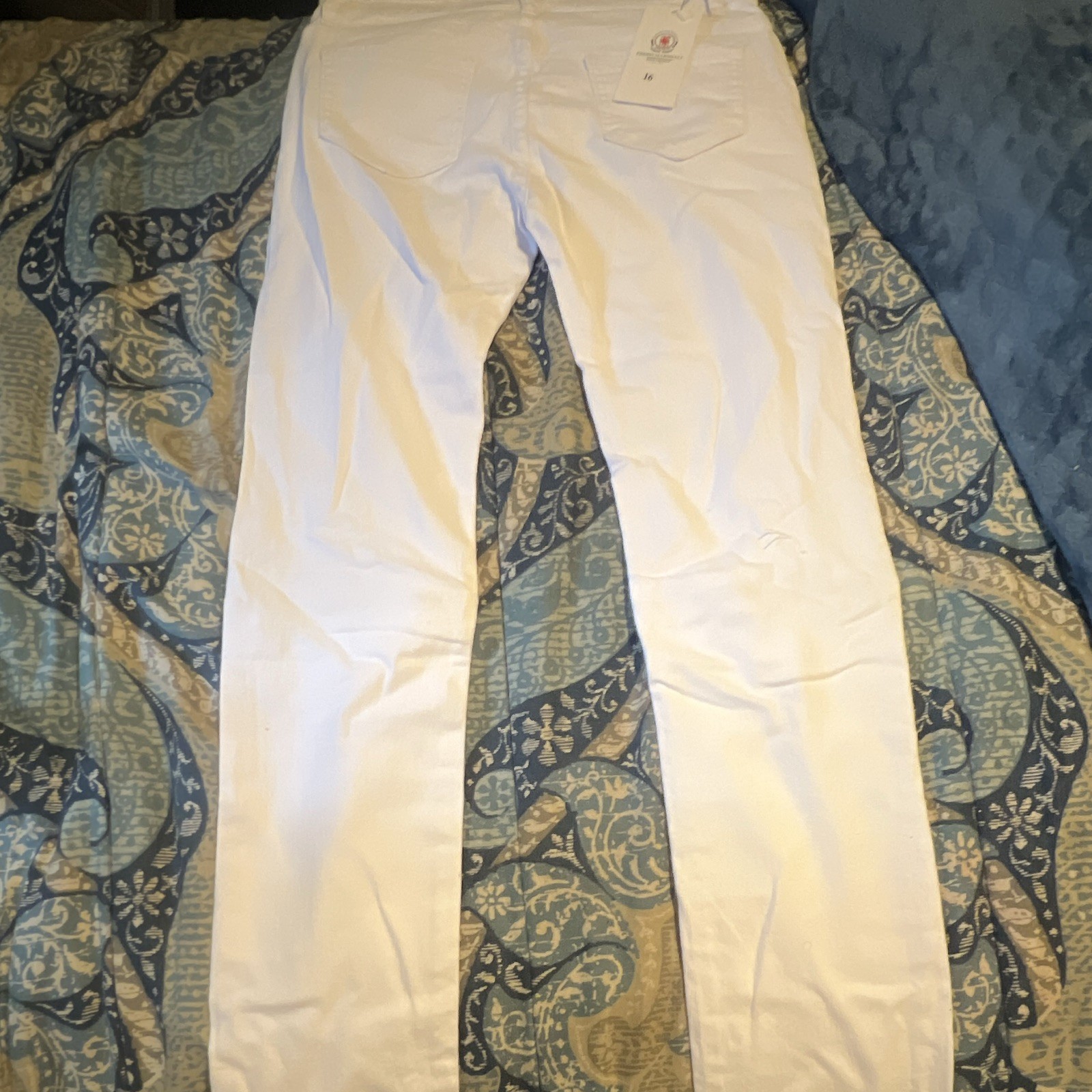 Fredd Marshall Men’s White Slim Fit Jeans Knee Zipper, 5-Pocket, Size M