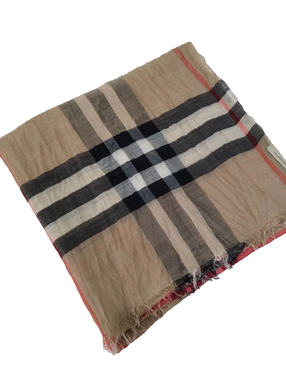 Burberry Nova Check women Scarf Stole Shawl wool Silk in Beige made in Scotland