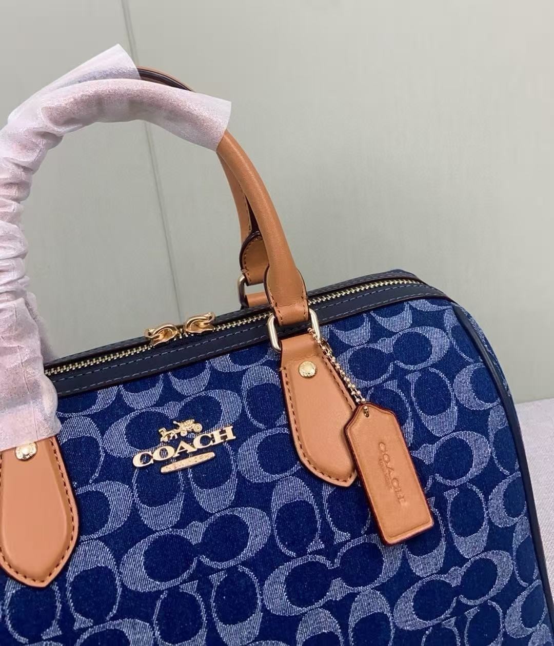 COACH Rowan Large Satchel Signature Denim Leather Crossbody Bag CY699 NEW NWT