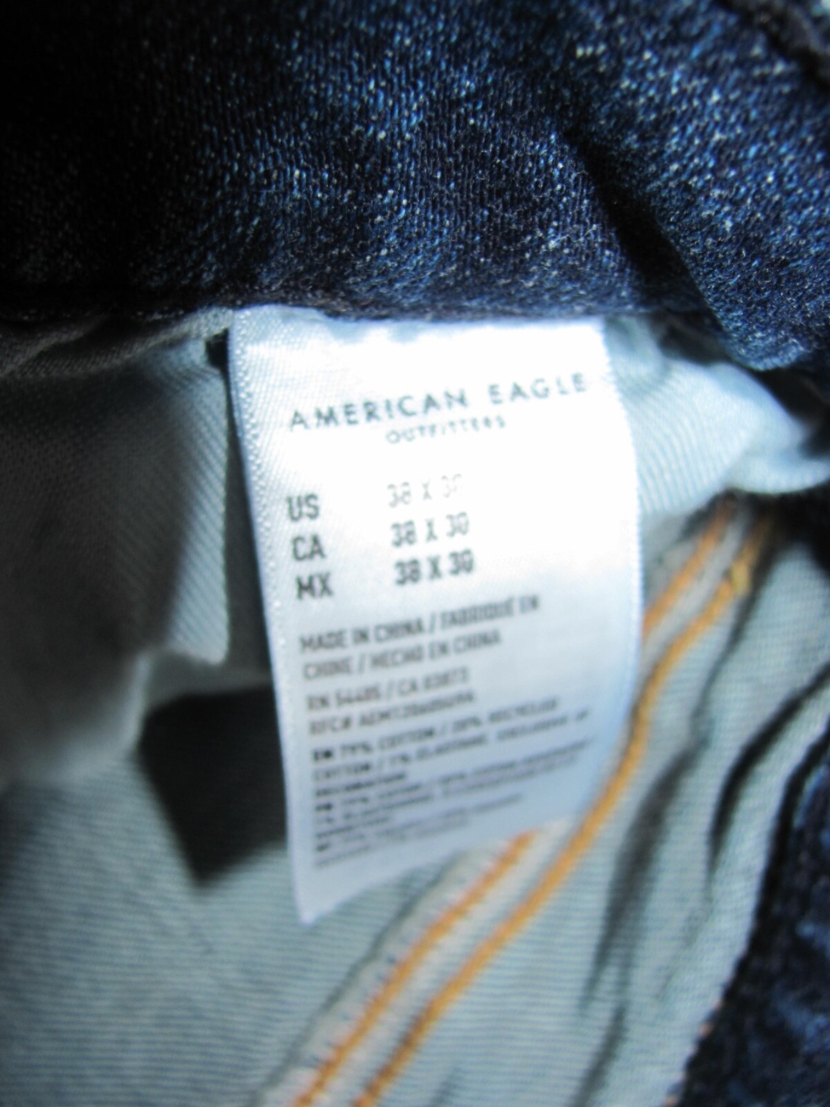 American Eagle Flex Blue Denim Straight Leg Jeans Men’s 38 x 30 (TD6-VF )