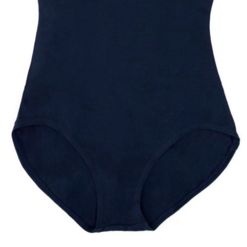 Danskin Adult Small Leotard Bodysuit Navy Blue Short Sleeve Scoop Neck Dance