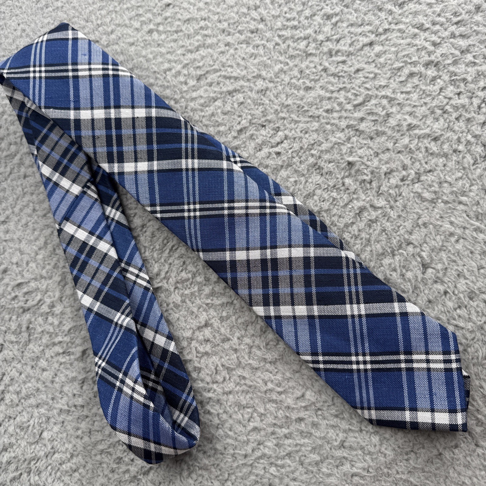 Lauren Ralph Lauren Mens Tie Necktie Silk Blend Blue Plaid Preppy Office Work