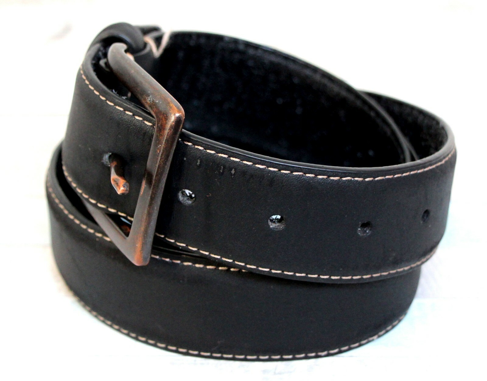 Columbia BLACK GENUINE LEATHER+PVC 1 3/8″Wd CASUAL DRESS MEN’S BELT Sz 36 (F47