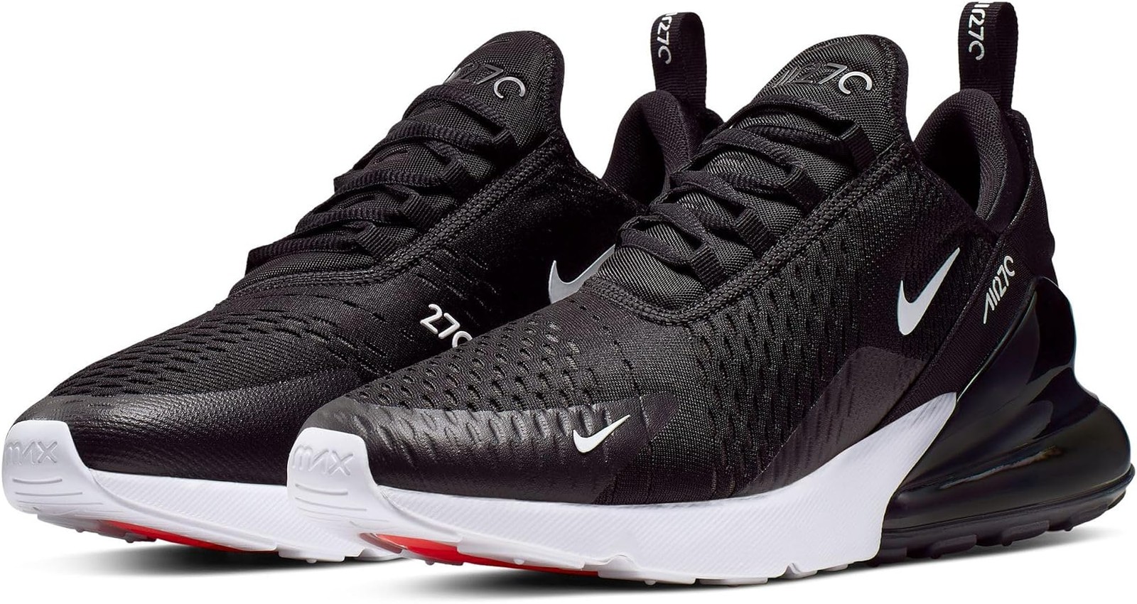 Nike Men’s Air Max 270 Sneaker – Black Black Anthracite White Solar Red 002 – 12