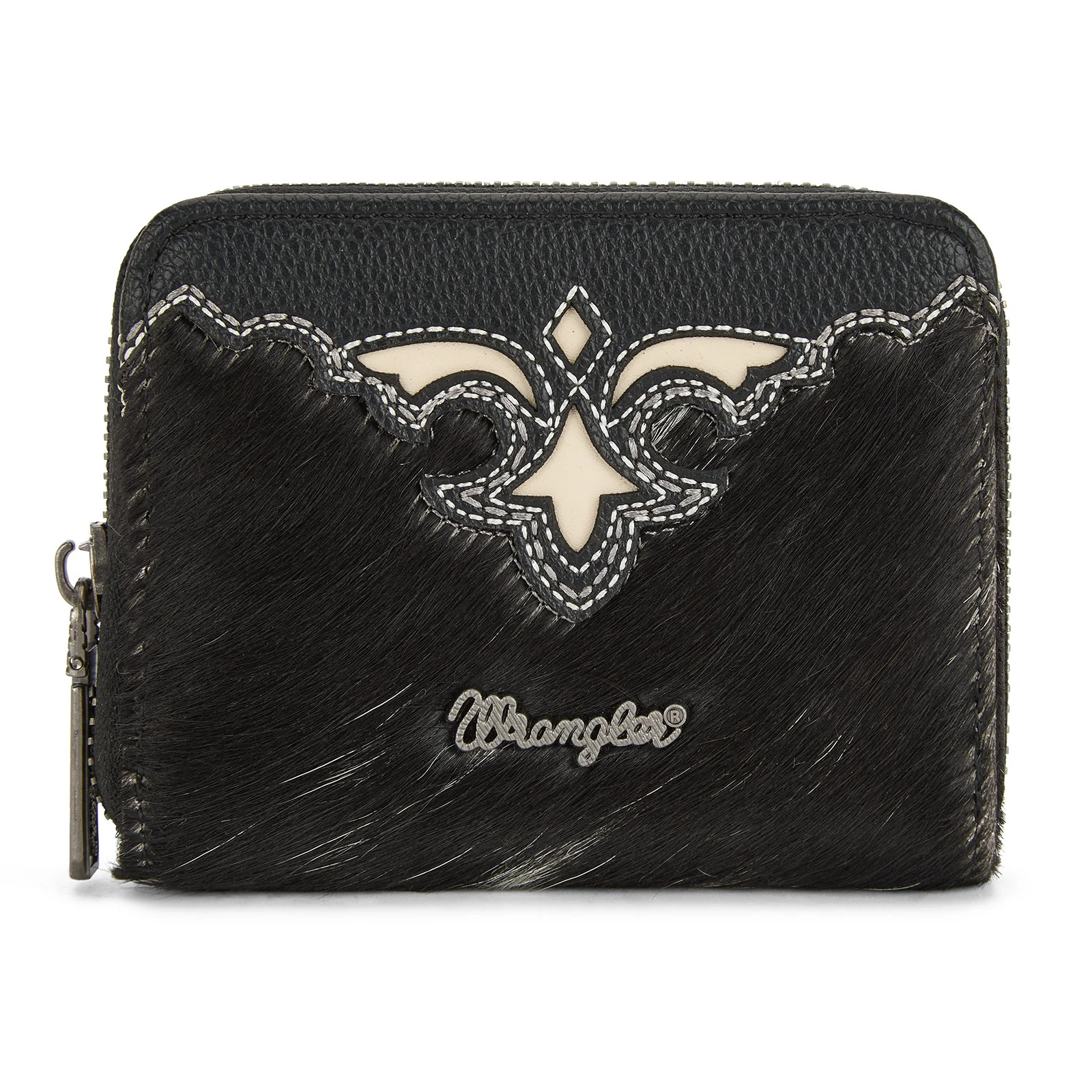 Wrangler Genuine Hair-On Cowhide Zip-Around Wallet