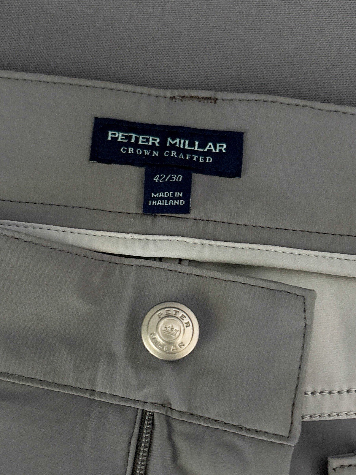 Peter Millar Pants Size 42×30 Tailored Fit Golf Gray Crown Crafted $185 NWT