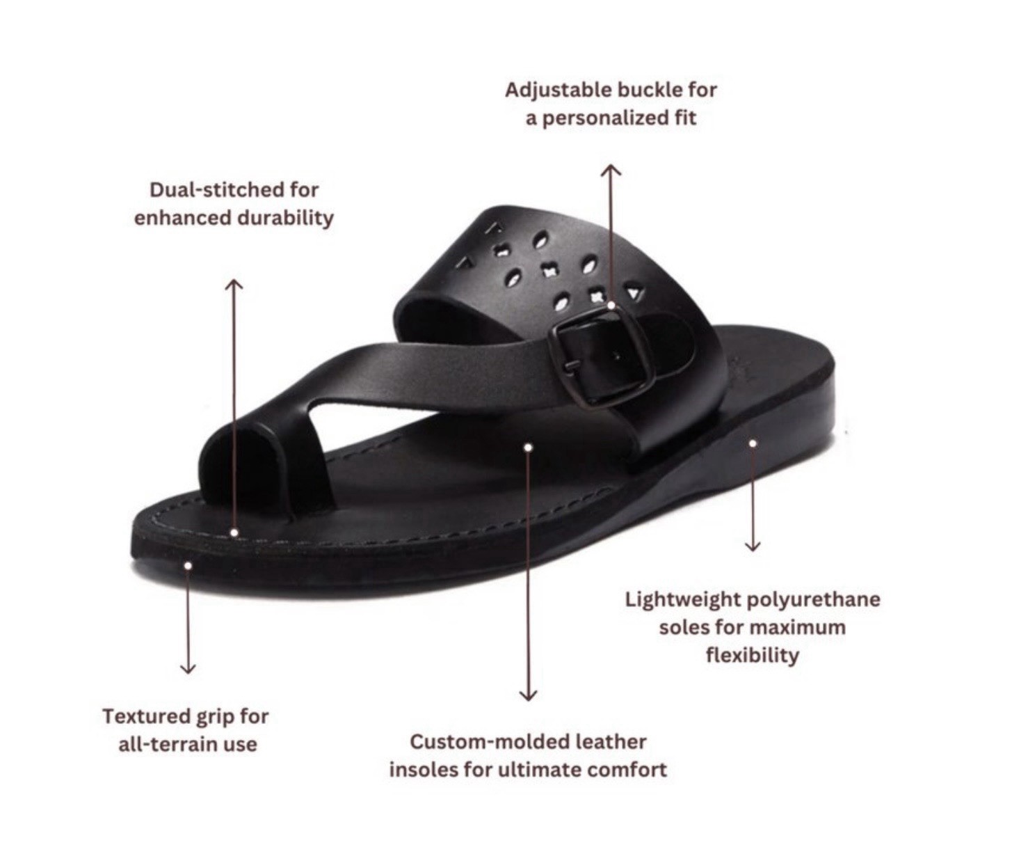 Jerusalem Sandals – Ezra -Leather Cut Out sandals Black Sz US 11.5 NWB