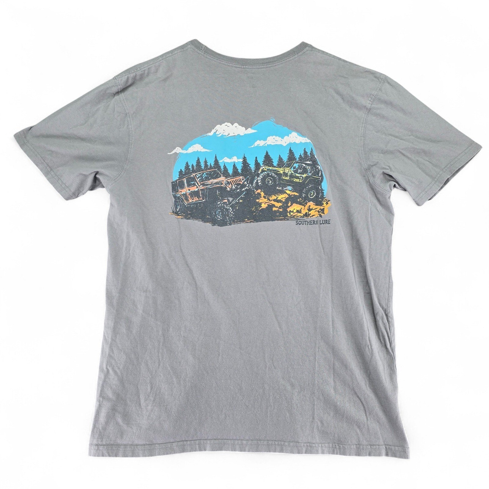 Southern Lure Jeep Rock Crawl Graphic Pocket T Shirt Mens XL Gray Short Sleeve