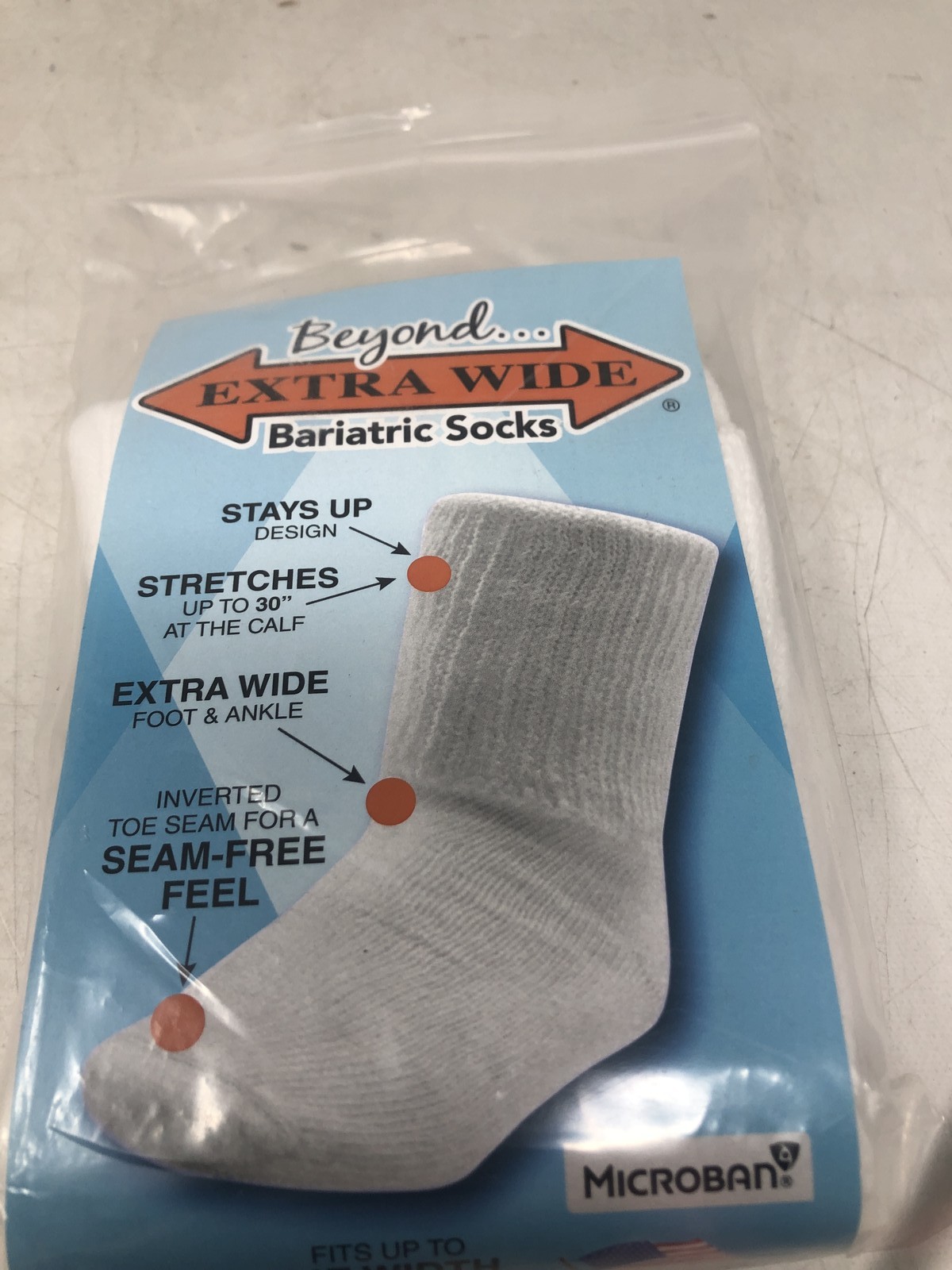 Bariatric Socks Extra wide 30″At Calf 14E Width 1 Pair Adult Size White