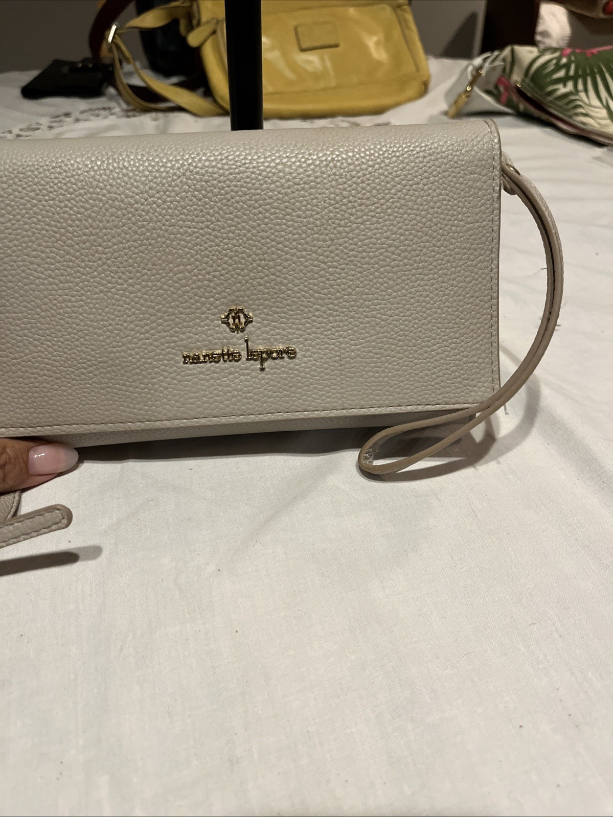 Nanette Lepore Beige Crossbody Purse With Wallet And Wristlet Strap
