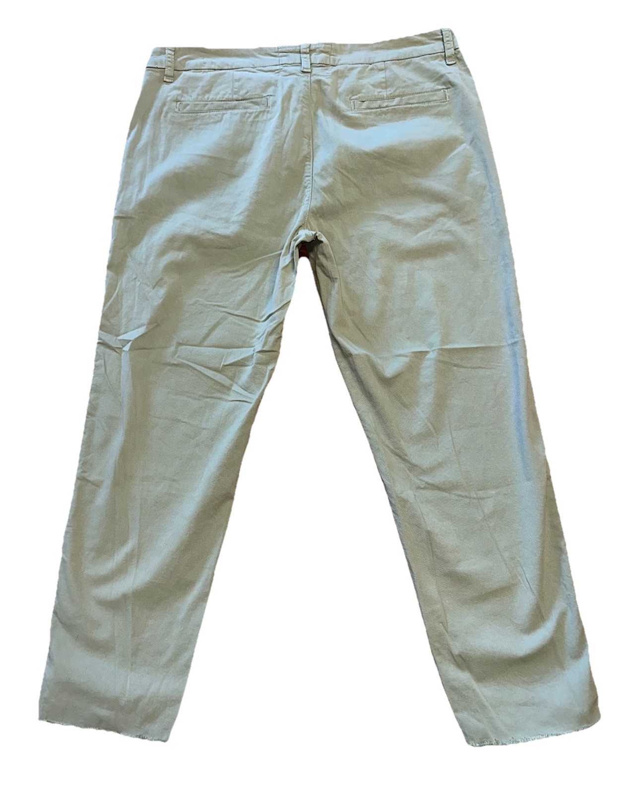 Frank & Eileen Wicklow Italian Cotton Chino Pants Green Size 12 Raw Hem Crop