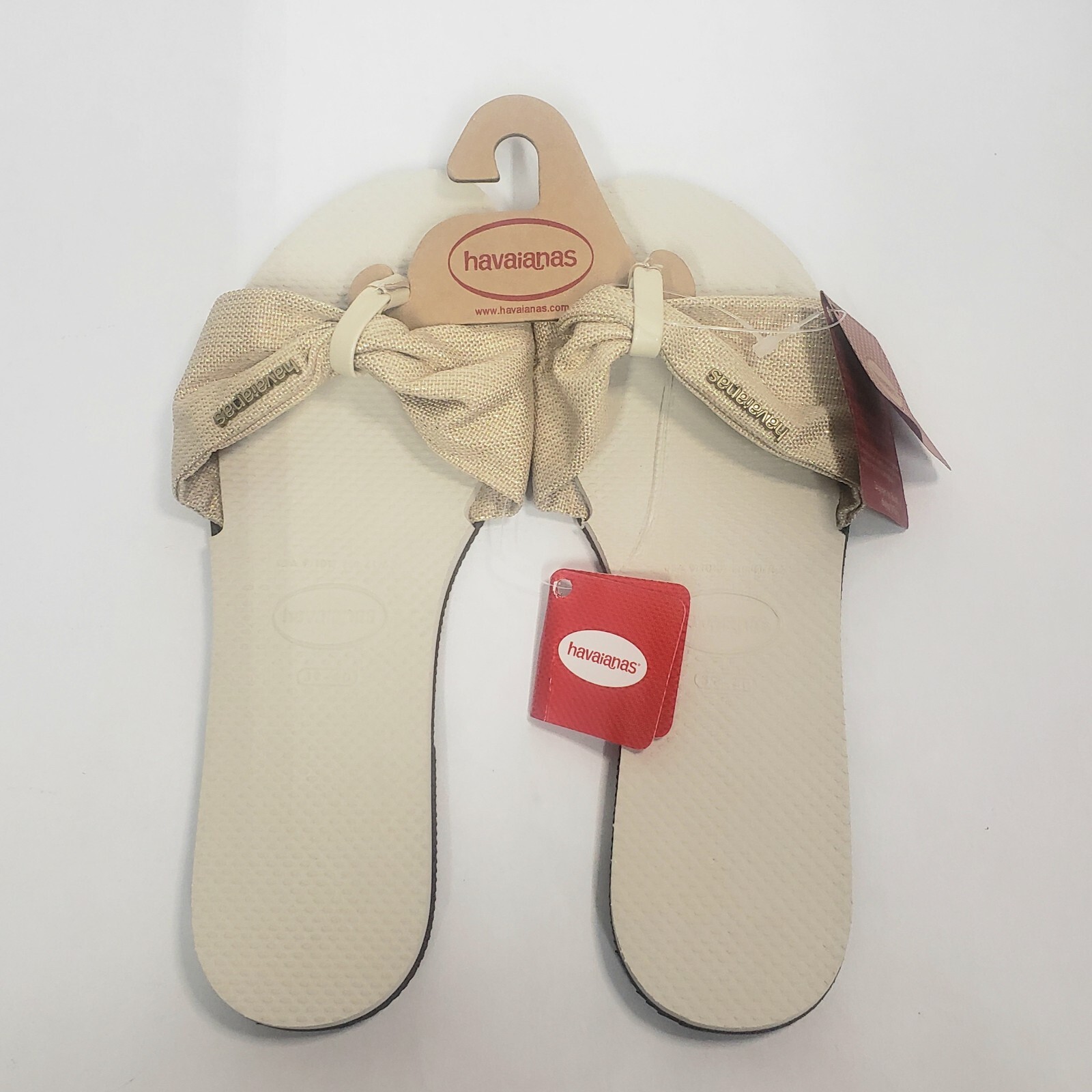 NWT Havaianas Womens St. Tropez Shine Flip Flog Sandal Beige Size 9/10