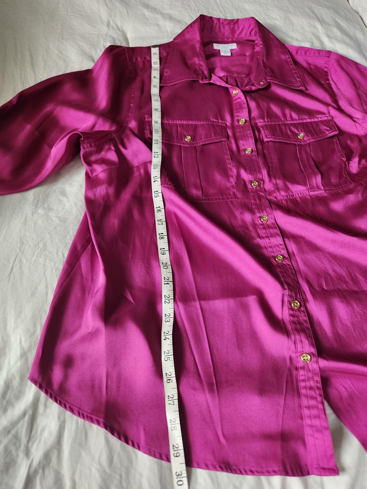 NWT”s Kismet Silky Satin Button Up Roll Tab Sleeve Blouse Plus Size 18W Pink