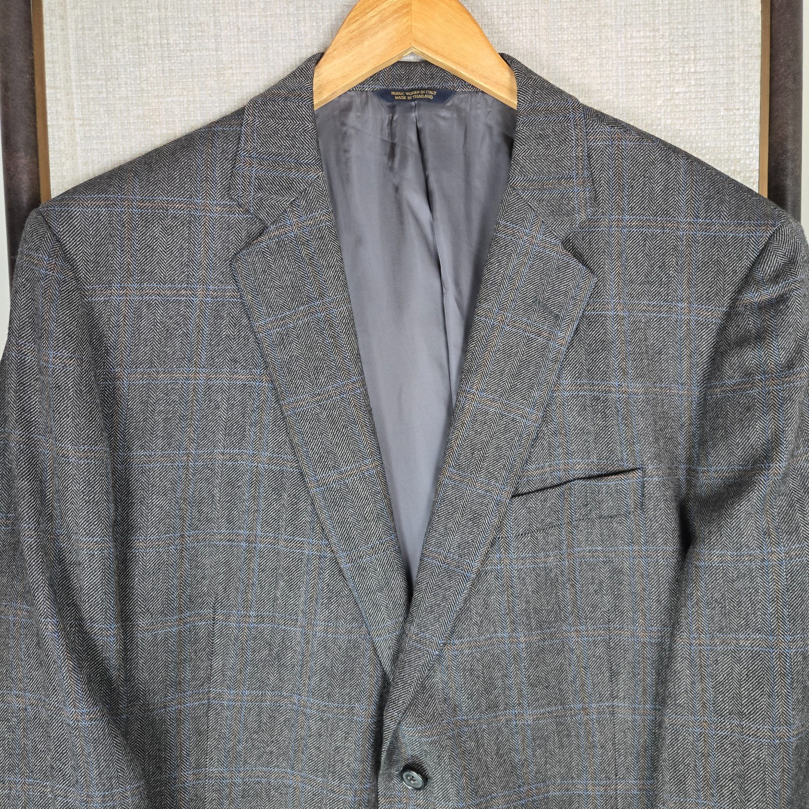 BROOKS BROS x LANIFICIO CAMPORE Mens 48R Jacket Wool Blazer Herringbone Overchek