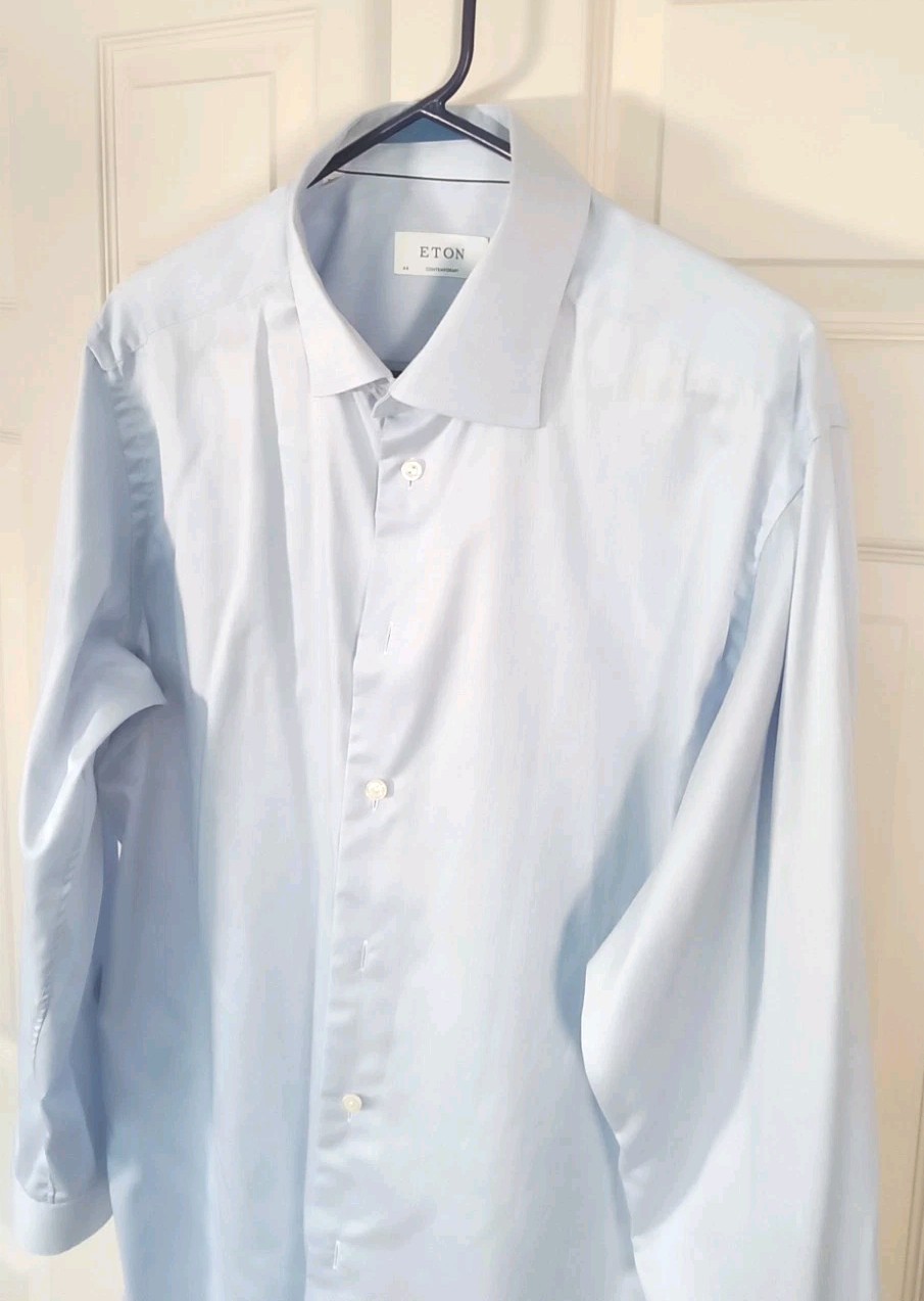 ETON Dress Shirts Men’s Button Up Classic Blue 100% Cotton 46/ 18 EUC