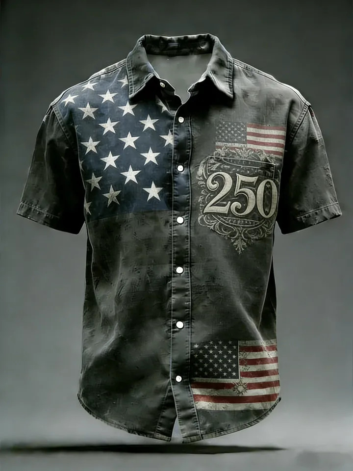 4th of July 250th Anniversary USA Flag Hawaiian Shirt