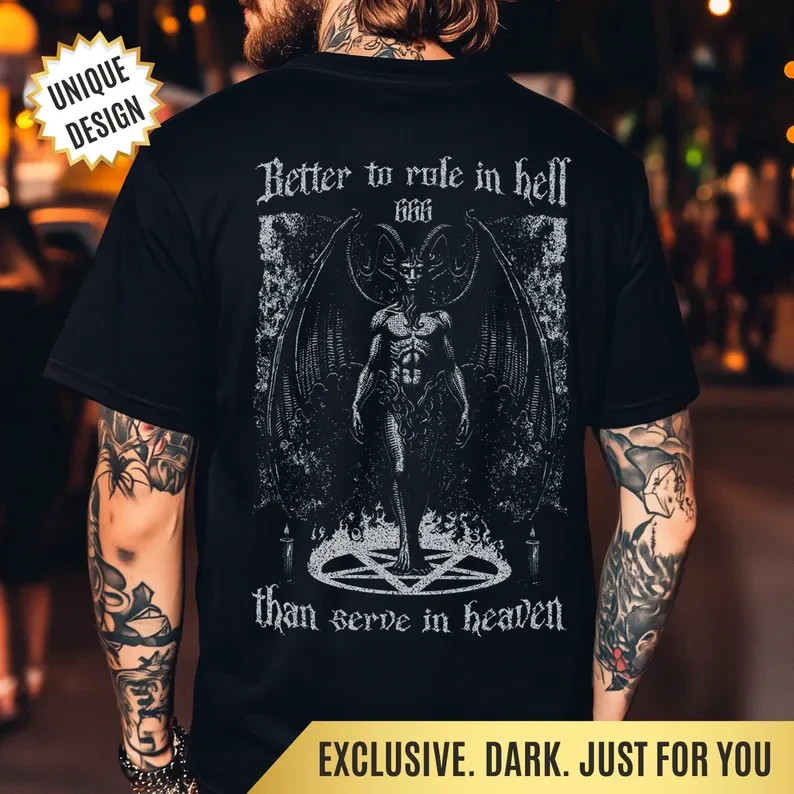 Baphomet Gothic Shirt, John Milton Quote Tee, Occult Symbol Shirt