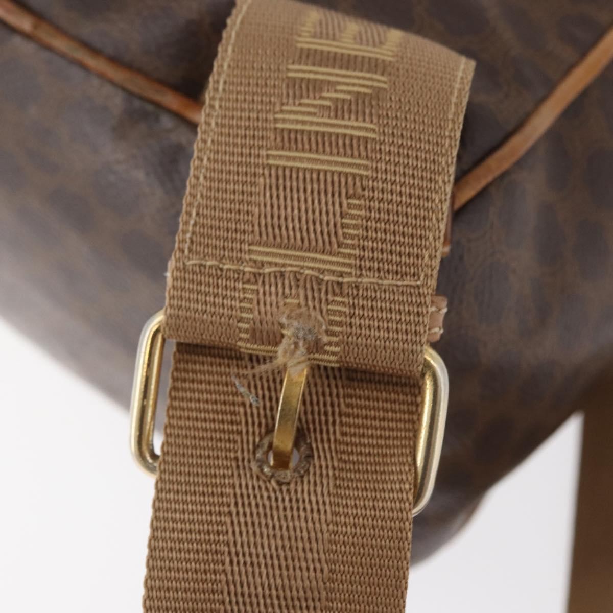 CELINE Macadam Canvas Backpack PVC Leather Brown Gold Auth bs35412