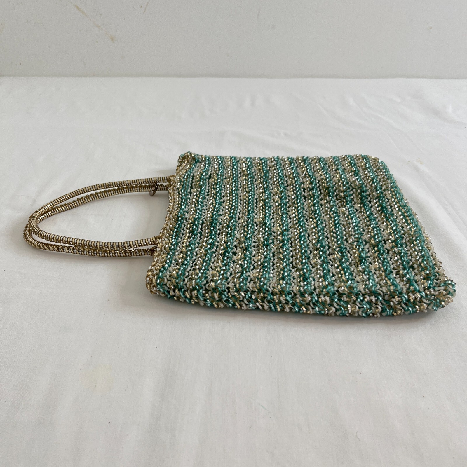 ANTEPRIMA Tote Bag Handbag Blue Gold White Mesh PVC Wire Square