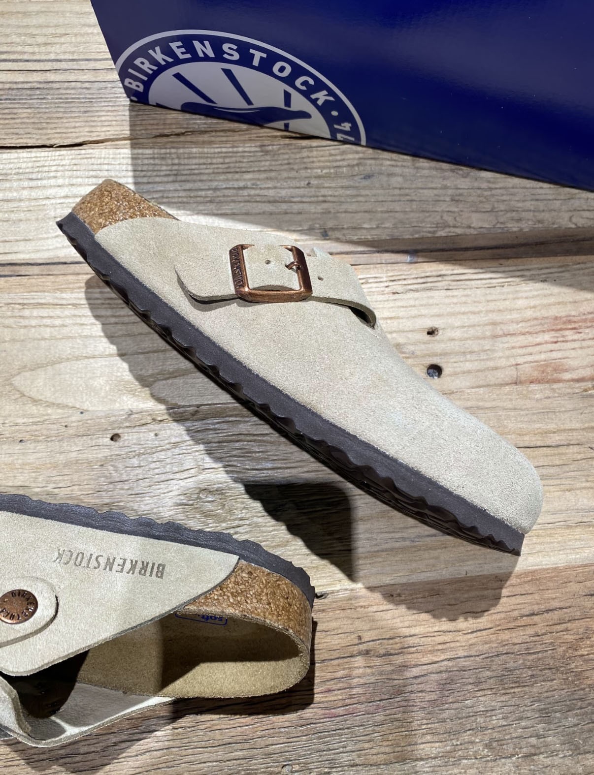 Birkenstock Boston Clog Soft Footbed Suede Taupe Unisex Shoes New Size EU37-45