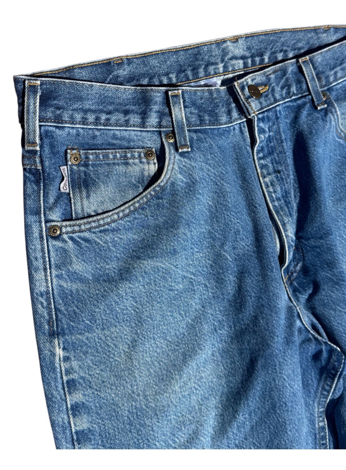 Carhartt B46 DST Jeans Mens 36×30 Made USA Blue Denim Work Pants 100% Cotton