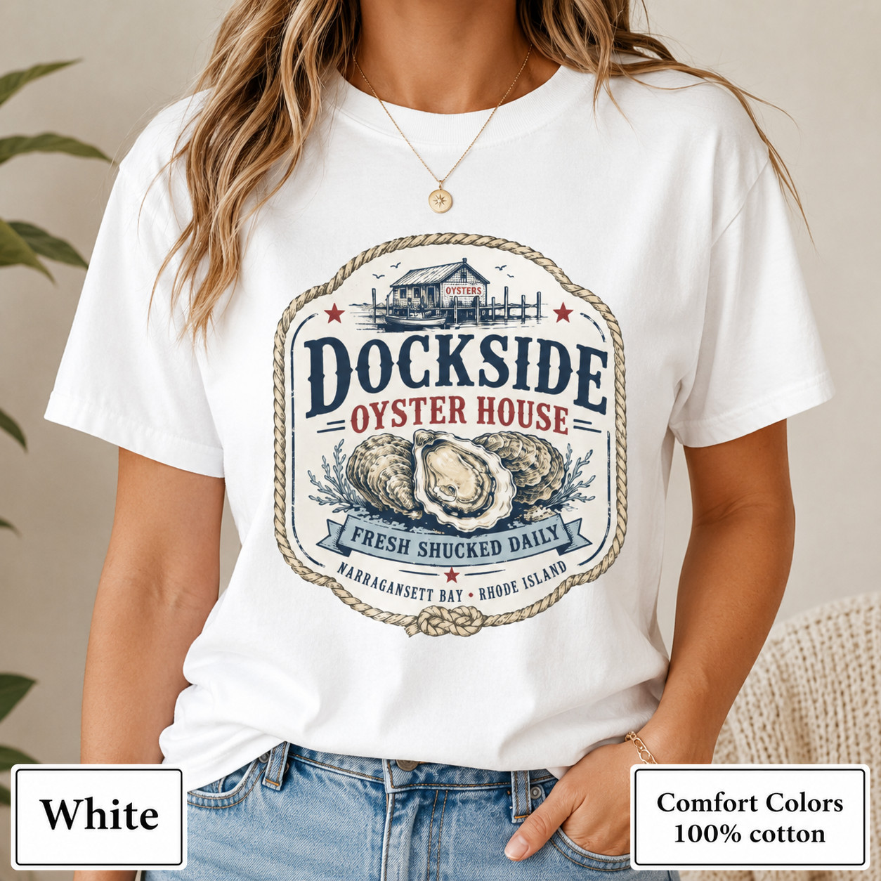 Dockside Oyster House Shirt, Coastal Comfort Colors Rhode Island Tee