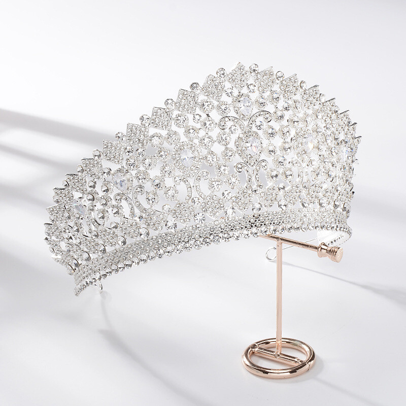 9cm Tall Large Crystal Wedding Bridal Queen Princess Prom Tiara Crown For Women