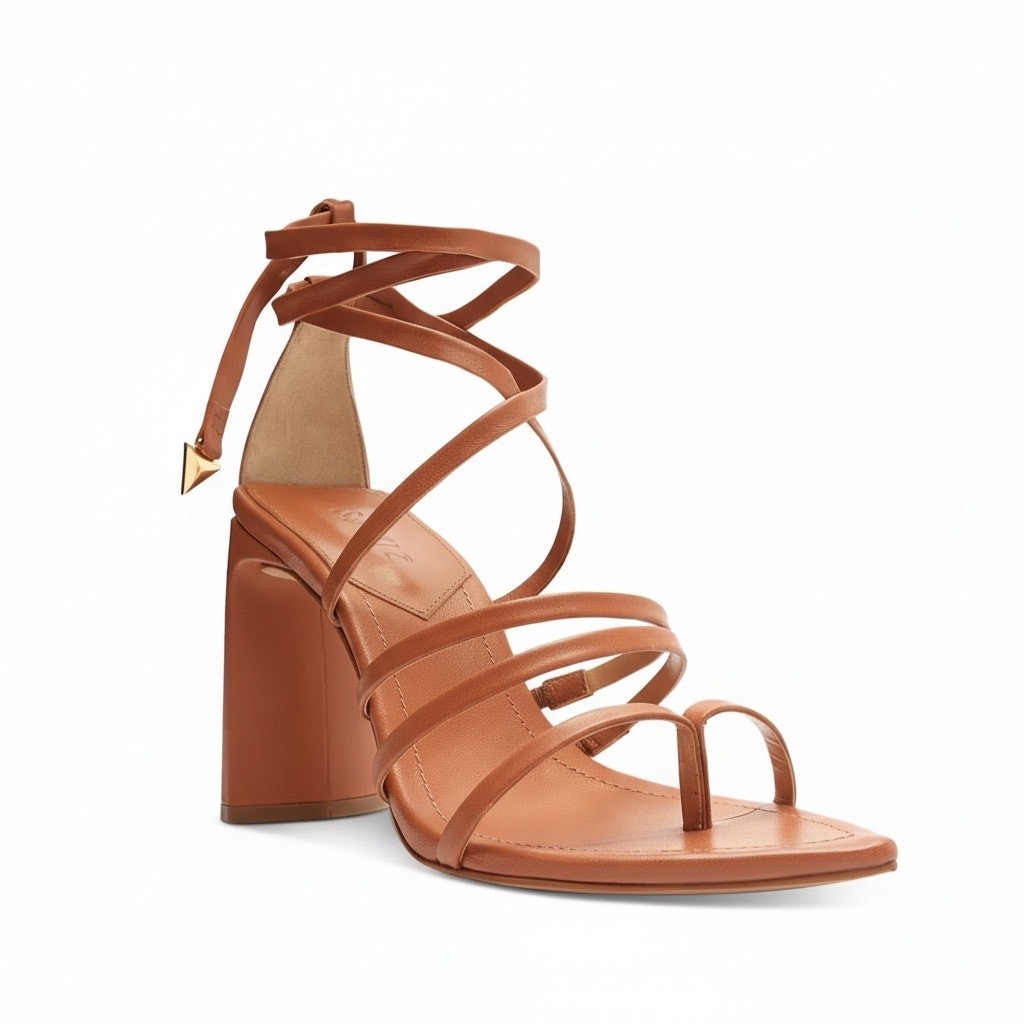Schutz Women Leather Caramel Strappy Thong Style Toe Sandals Size 11B NWT