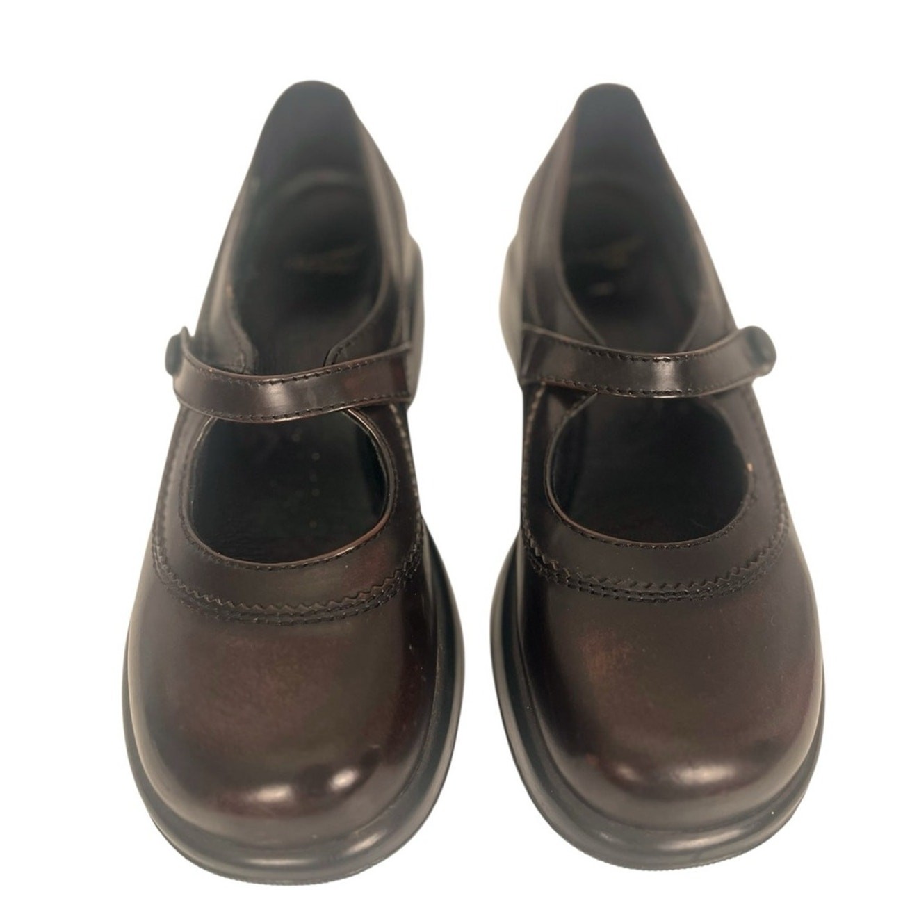 Dansko Mary Jane Leather Dark Brown Clog Size 39/8.5 Comfort Schoolgirl Retro