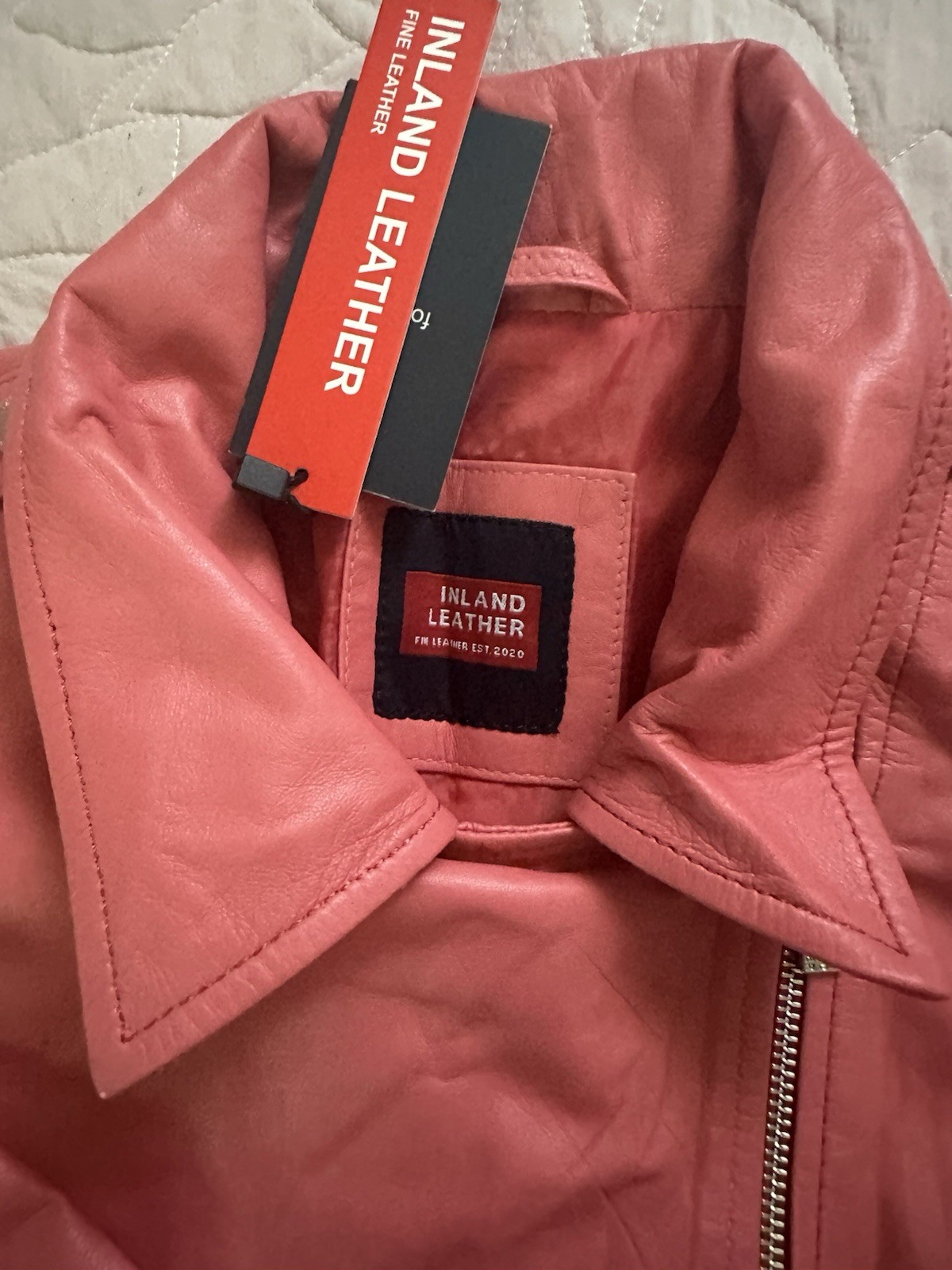 Inland Leather Women’s Pink Biker Jacket – Zip Closure, Pockets, Short