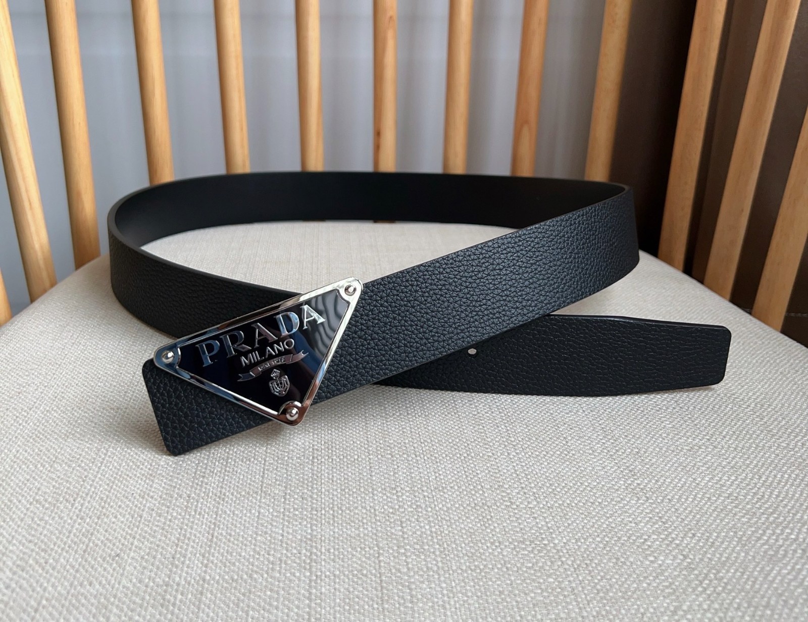 Prada men’s black leather belt