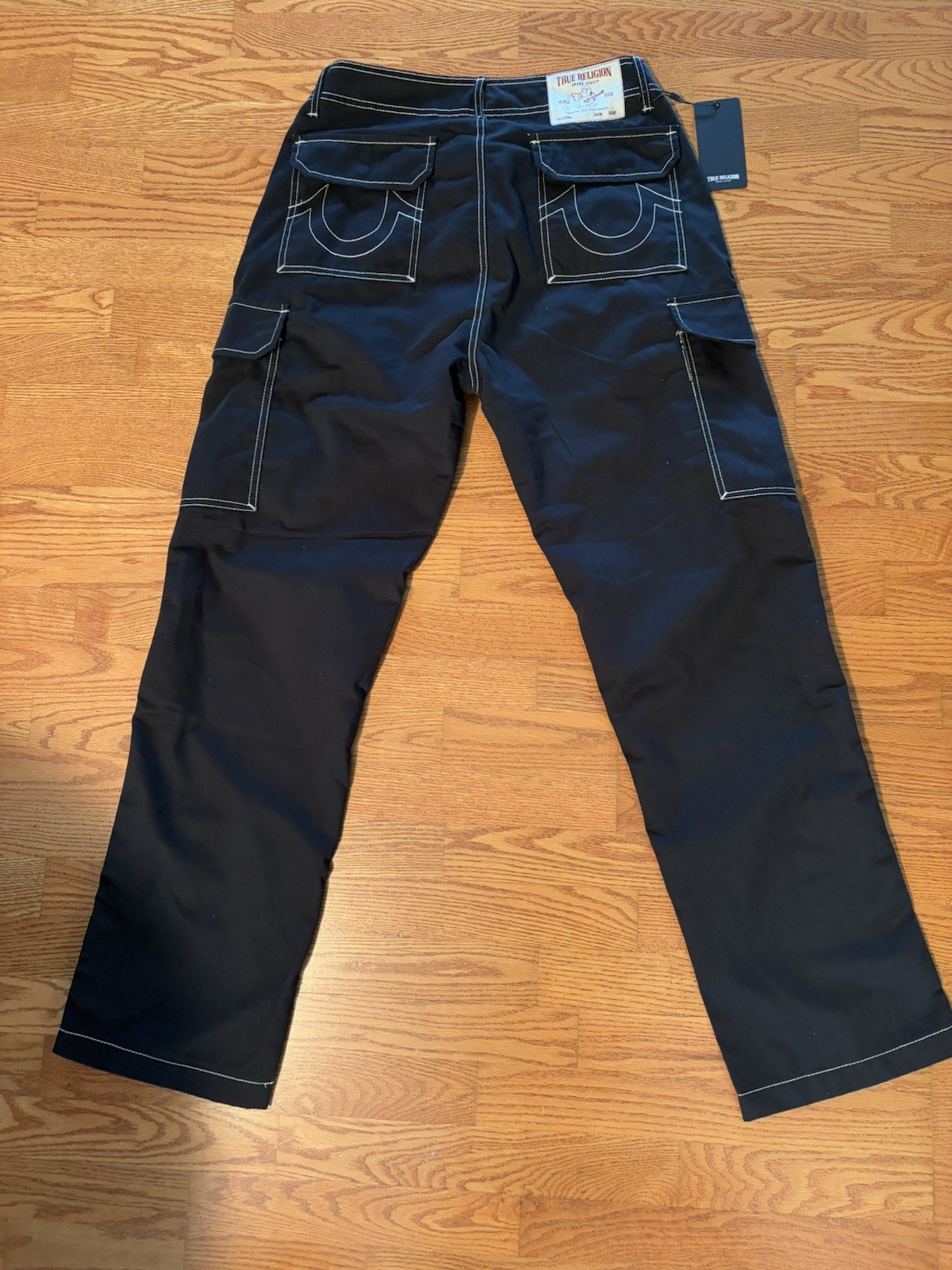 True Religion Men’s Jet Black Cargo Pants Size 32