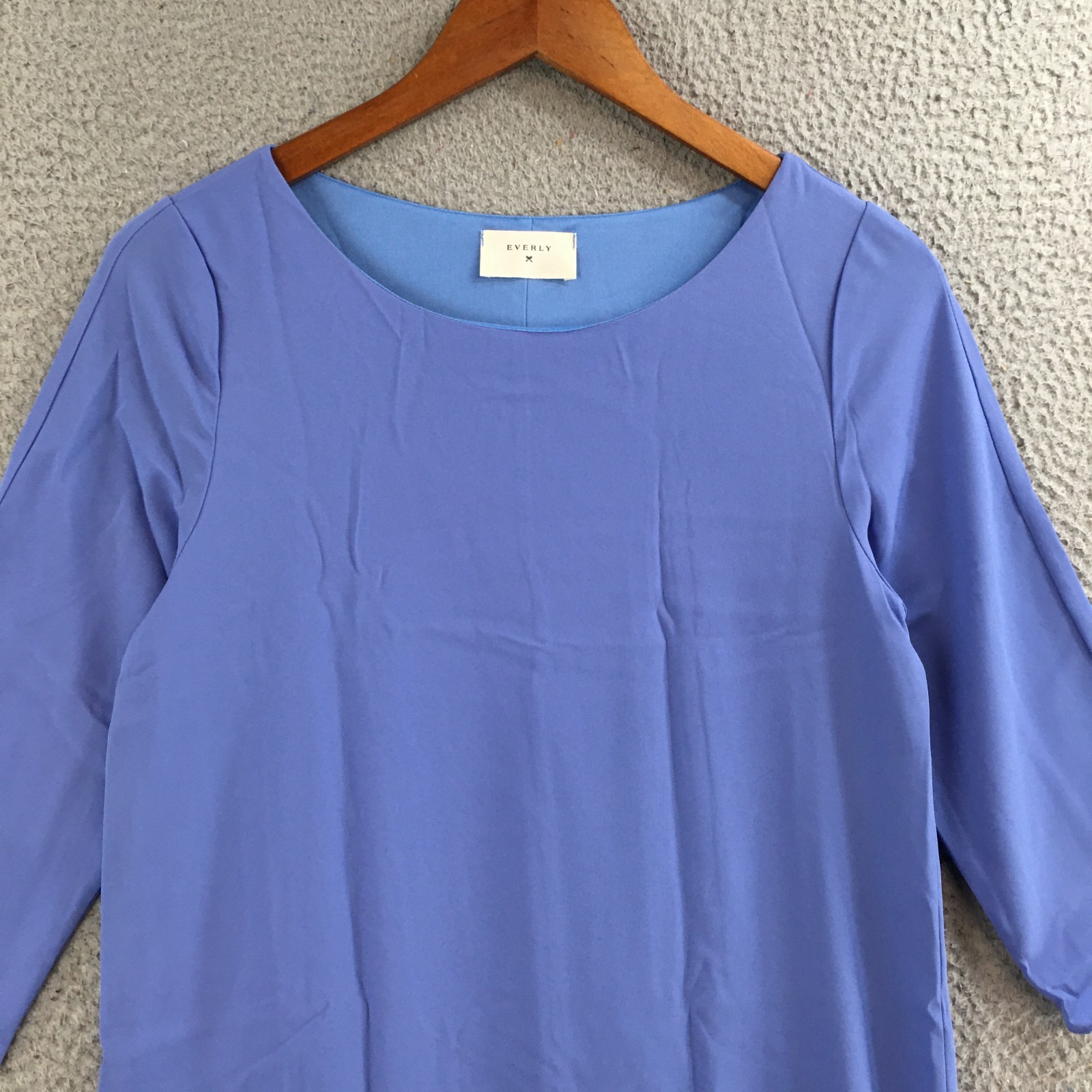 Everly Shift Dress Womens Small Relaxed 3/4 Sleeve Casual Career Pullover Blue