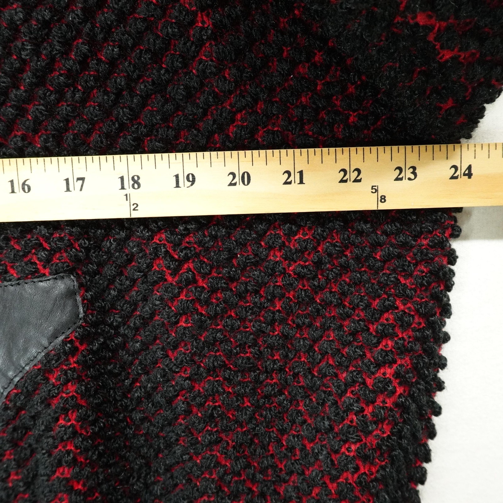 Vintage Mario Bellucci Sweater Mens XL Black Red Textured Leather Patch 90s