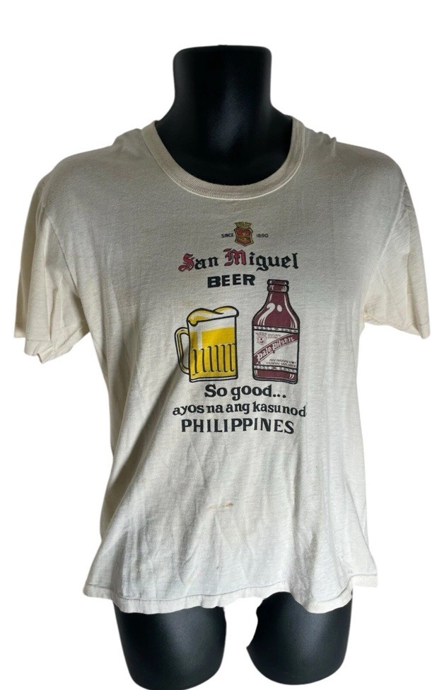 Vintage San Miguel Beer Philippines Pale Pilsen Distressed T Shirt Tag XL 18X25