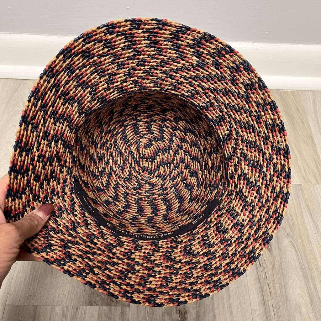 Helen Kaminski Australia Provence Red, Blue and Tan Raffia Sun Hat NWT