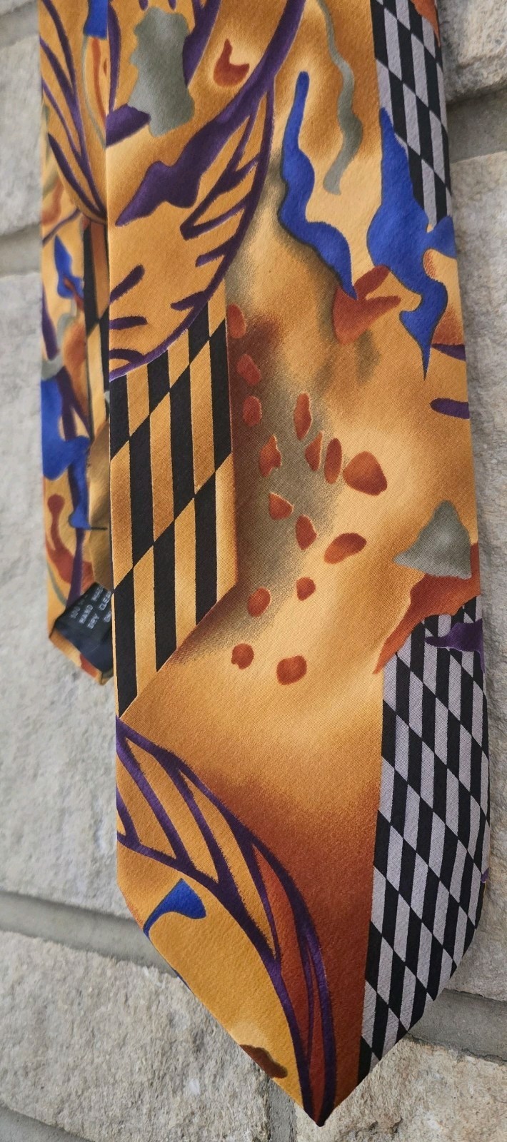 VTG 90s Cocktail Collection Silk Men’s Tie Hand Made Abstract Geometric Martini