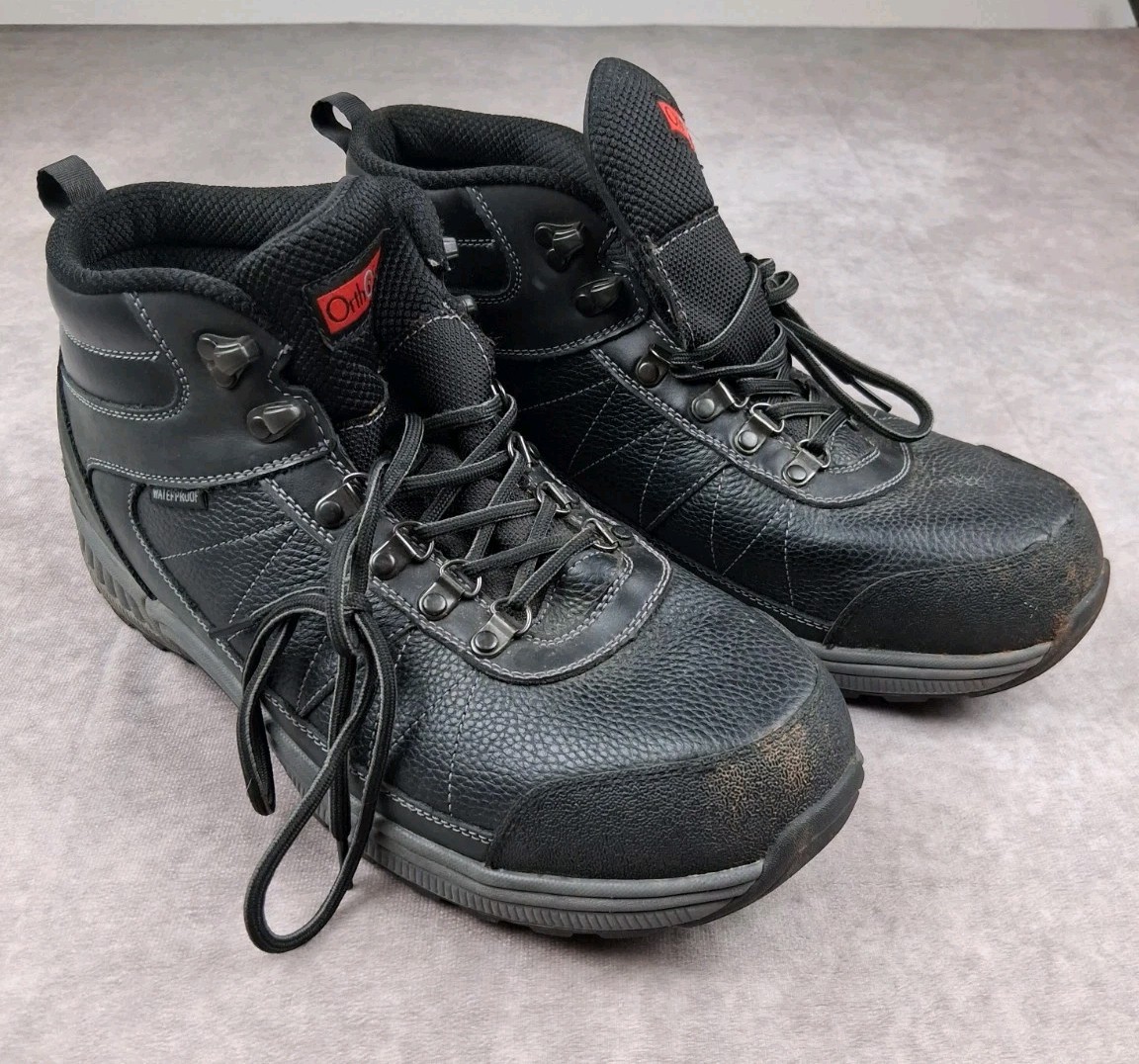 OrthoFeet Hunter Boots Mens 13 EE Black Leather Waterproof Shoes 488 2E Wide