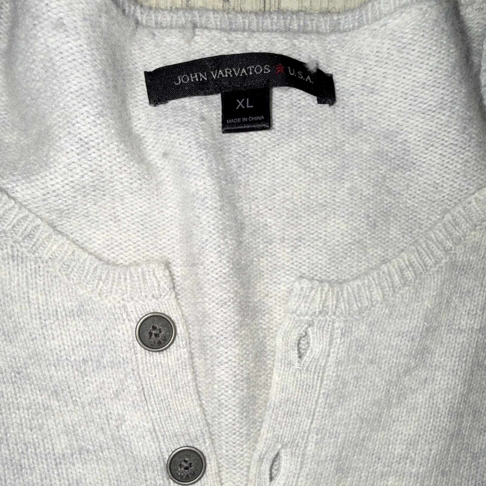 John Varvatos U.S.A. Men’s White Wool Blend Knit Henley Button Sweater XL