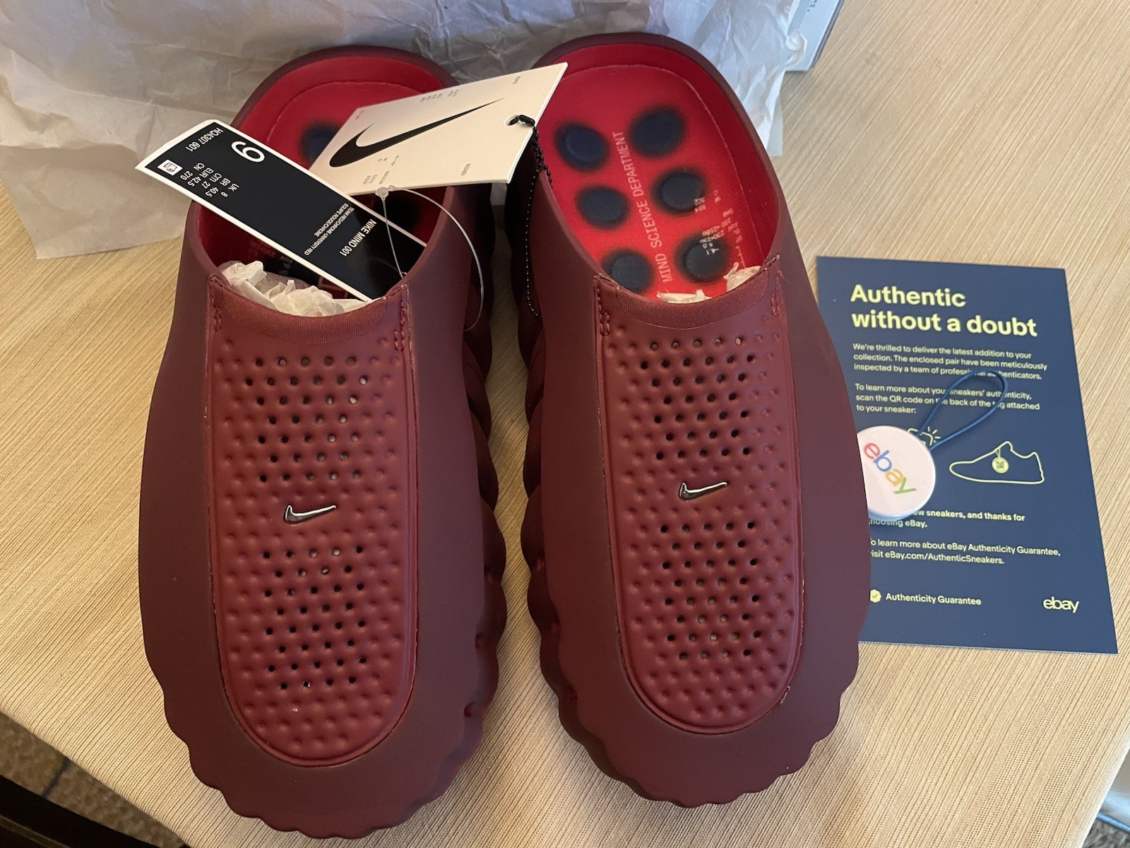 Nike Mind 001 Men’s Slides Team University Red US 9 HQ4307-601 DAMAGED Box