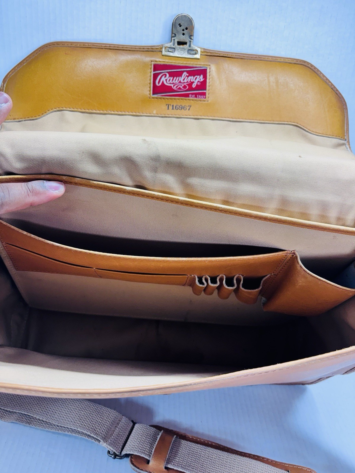 Rawlings Baseball Glove Bag Briefcase Leather Carry-On Travel Tan Vintage